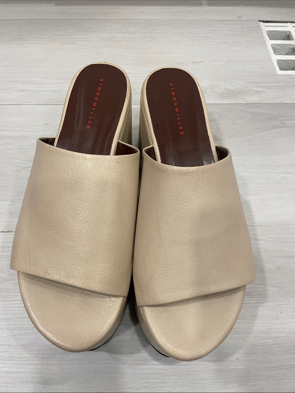 Simon Miller ‘Blackout’ Platform in Light Beige Vegan Leather Sandals Size 40 - Picture 2 of 14